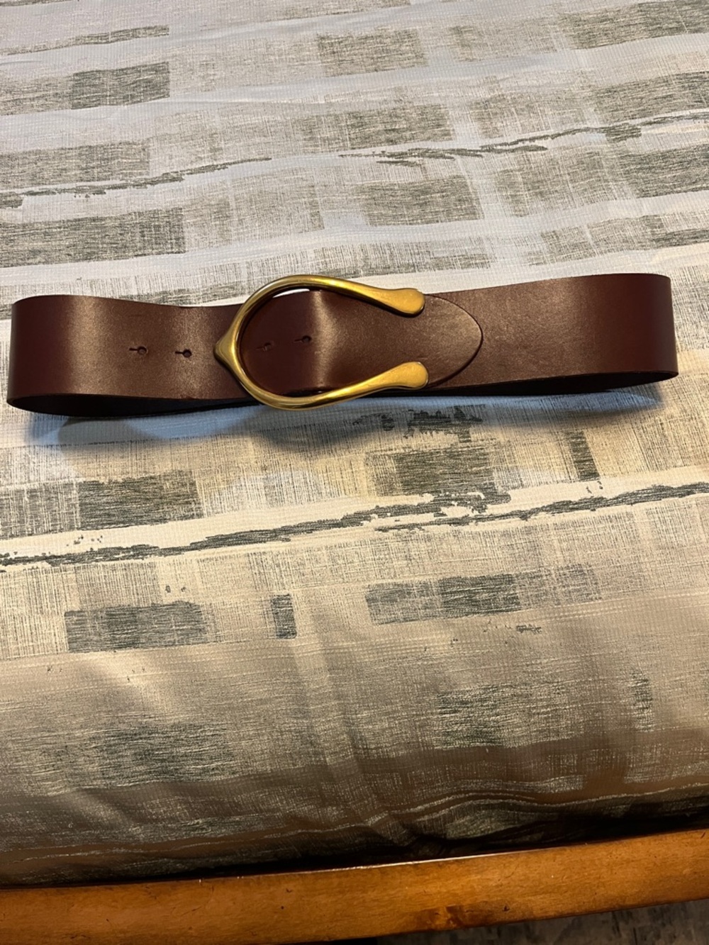 Anthropologie Wide Brown Leather Belt with Sculpted Gold Buckle - Picture 5 of 5